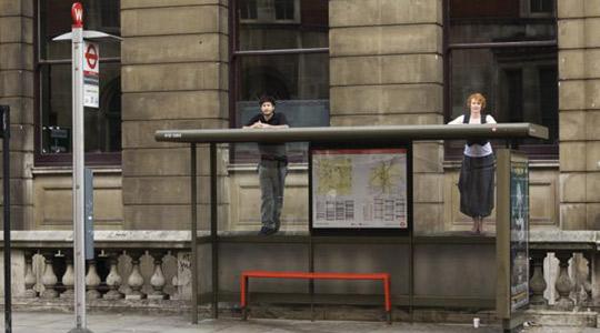 Bus-Tops installation on a London bus shelter rooftop